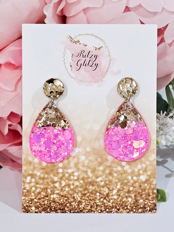 Pink and gold dangles